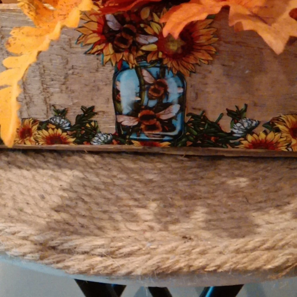 Vibrant Autumn Faux Floral Arrangement with Orange and Blue Accents